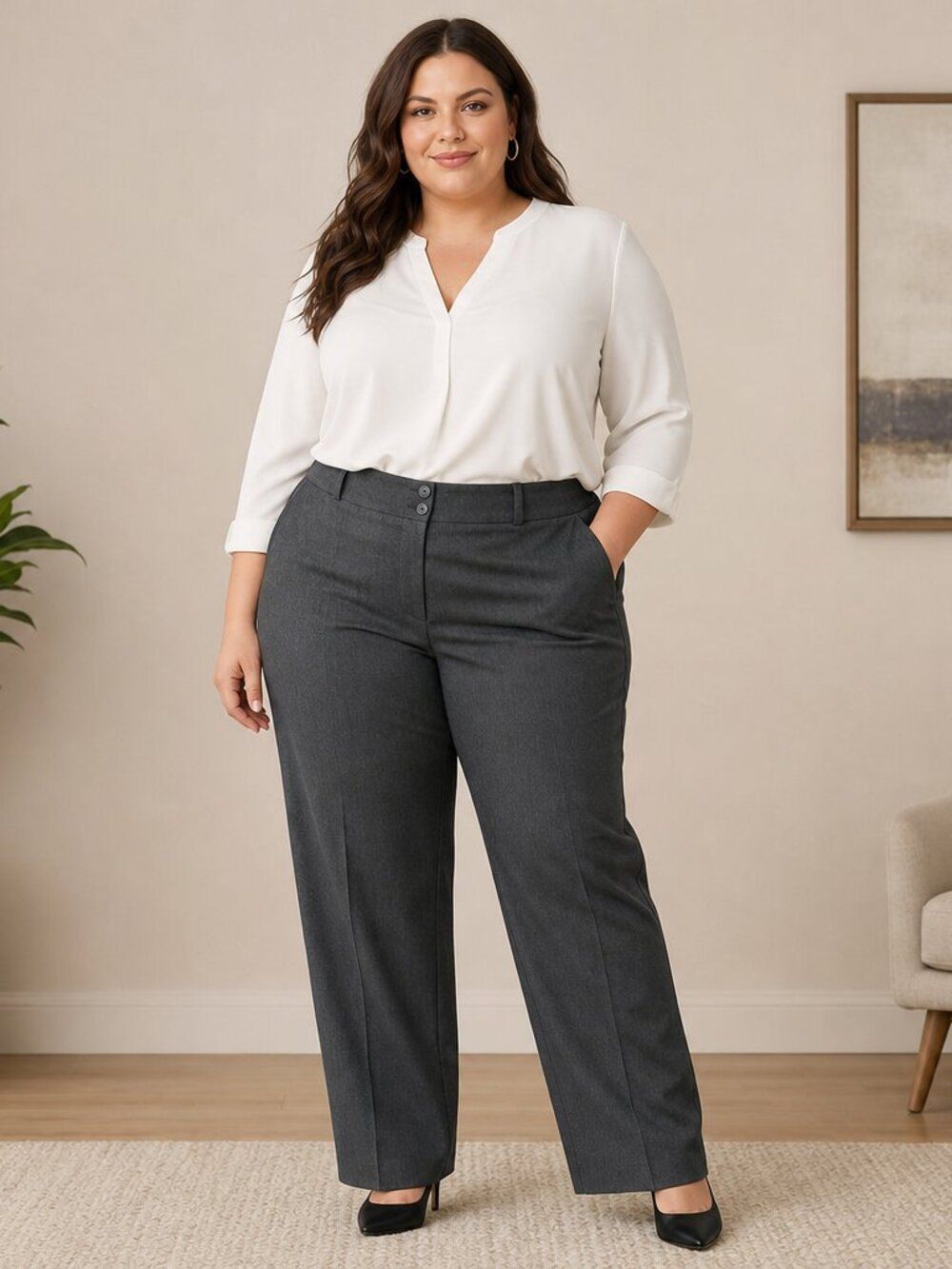Lane Bryant Charcoal Stretch Dress Pants Plus Size 26R